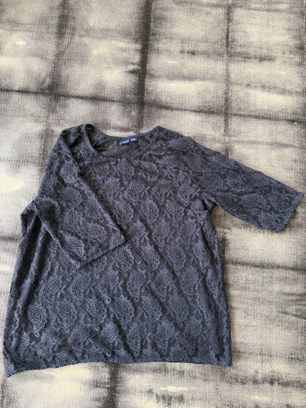 Basic Editions Black Lace Overlay Top